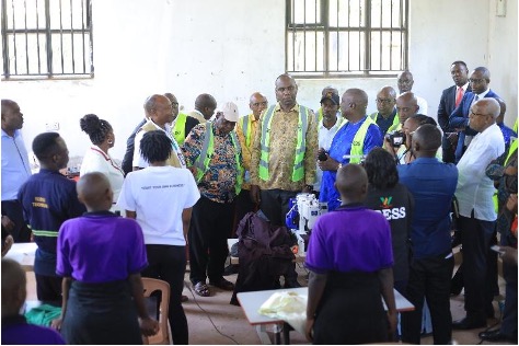 Hon. Henry Musasizi, Minister of Finance, Planning and Economic Development, tours exhibitors at Excel Hort Consult Agribusiness Incubator (EHCAI) alongside Prof. Alex Ariho, AAIN Chief Executive Officer, Prof. Charles Kwesiga, Executive Director of Uganda Industrial Research Institute, Dr. Albert K. Byamugisha,Senior Technical Adviser & Head of the National SDG Secretariat at Office of the Prime Minister (OPM) and other delegates during a high-level engagement on business incubation, innovation and enterprise development.